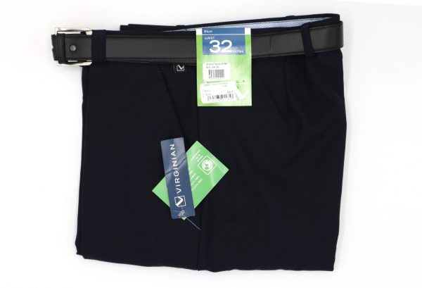 Virginian Belted Mens Trousers 32" to 46" Navy
